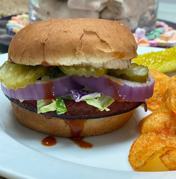 Bright Leaf Smoked BBQ Bologna Burger (Bologna) Bright Leaf Hotdogs