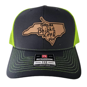 Leather Patch - Charcoal / Neon Green Mesh Snapback Hat (Structured)