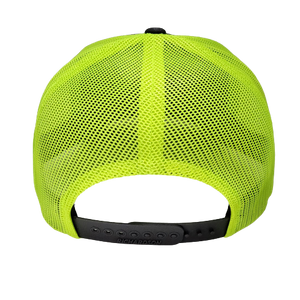 Leather Patch - Charcoal / Neon Green Mesh Snapback Hat (Structured)