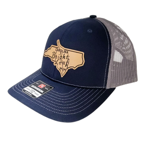 Leather Patch - Navy / Charcoal Mesh Snapback Hat (Structured)