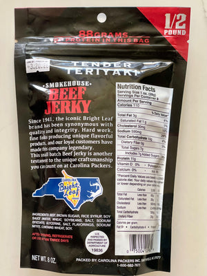 Bright Leaf Beef Jerky- Tender Teriyaki (1/2 Pound Bags)