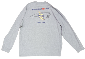 Bright Leaf Red Hot Dog Southern Tradition Long Sleeve Shirt (Gray)