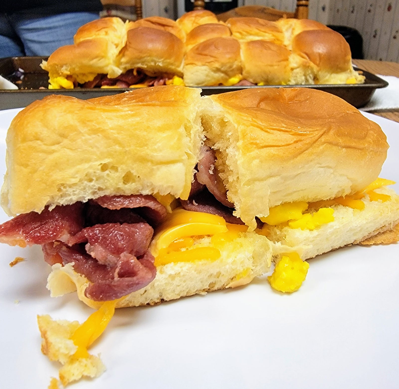 Bright Leaf Ham, Egg and Cheese Sliders on Hawaiian Rolls