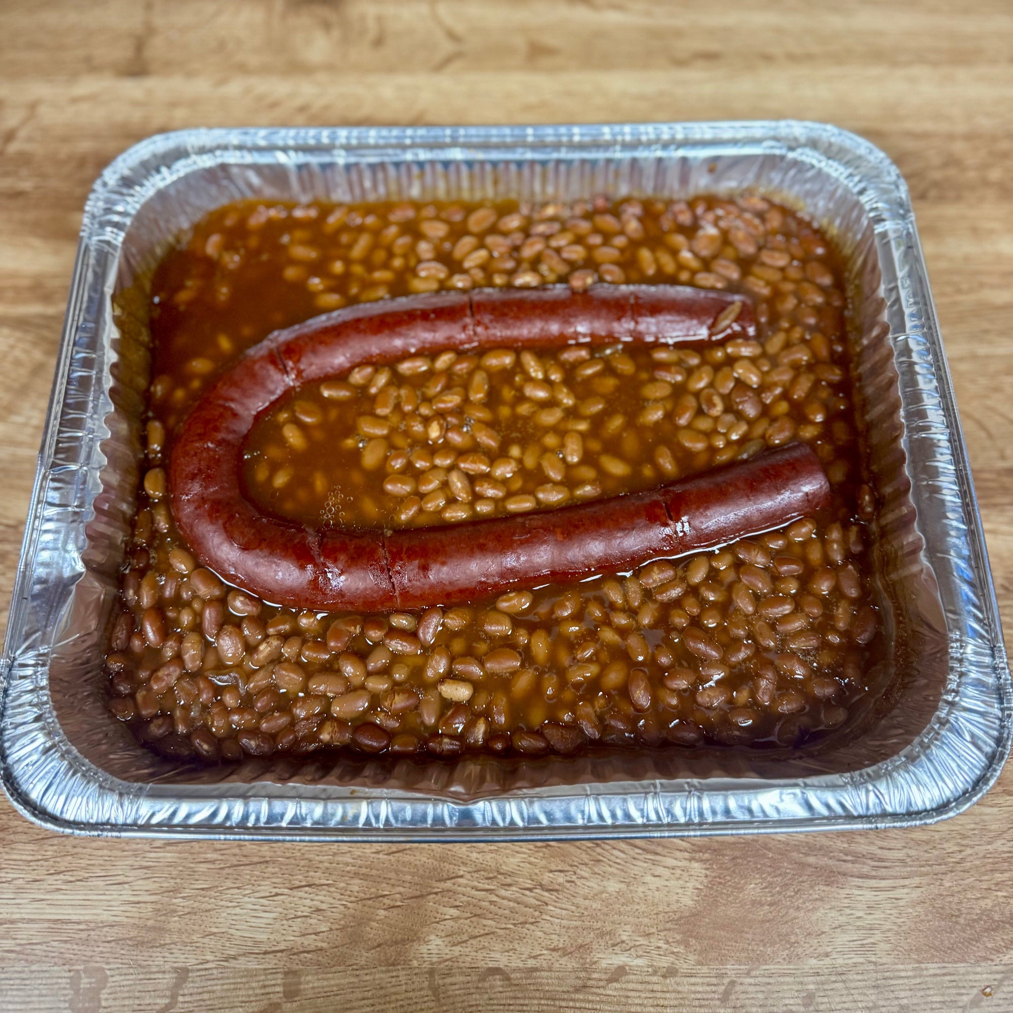 Bright Leaf Smoked Sausage, Mac n Cheese & Baked Beans Dish