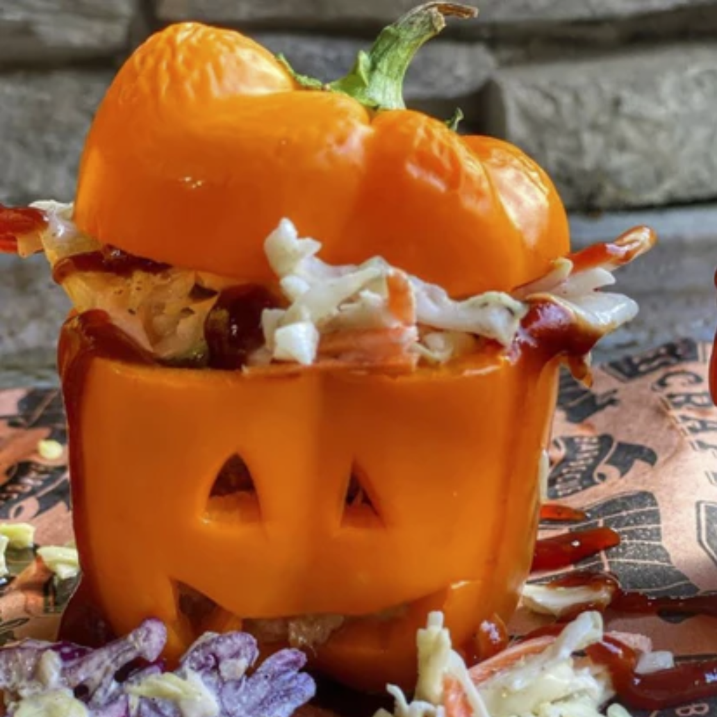 Bright Leaf BBQ Stuffed Peppers - Halloween Recipe