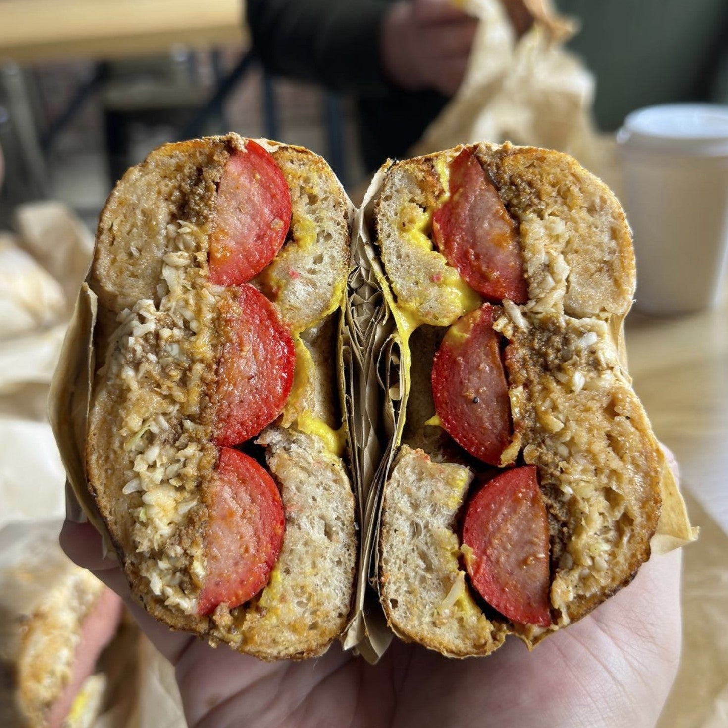 Bright Leaf Red Hot Bagel Sandwich
