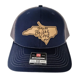 Leather Patch - Navy / Charcoal Mesh Snapback Hat (Structured)