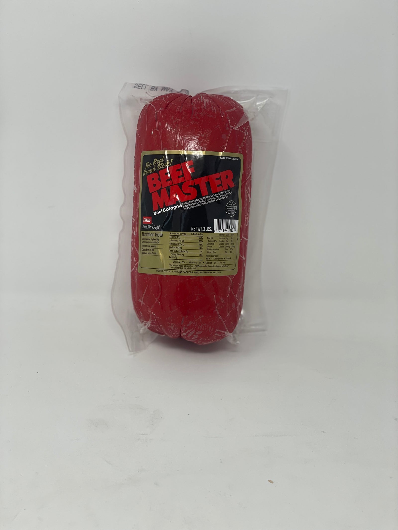 Curtis Beef Master Stick Bologna 3 lbs (ALL BEEF)