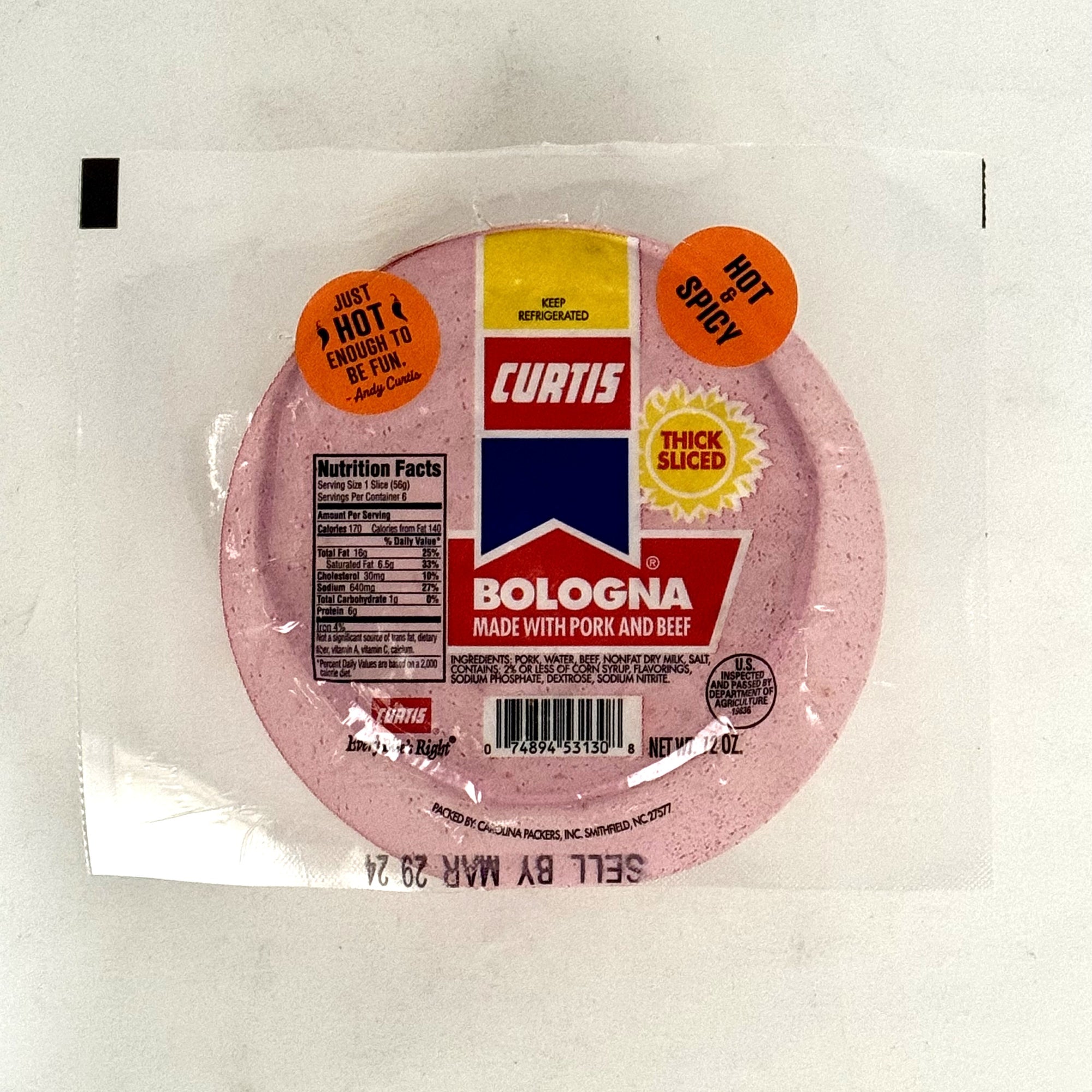 Curtis 12 oz. Hot and Spicy Bologna (5 - packages)