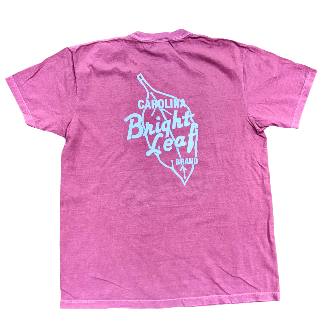 Bright Leaf T-Shirt: White Logo with Washed Colors (Blue & Red