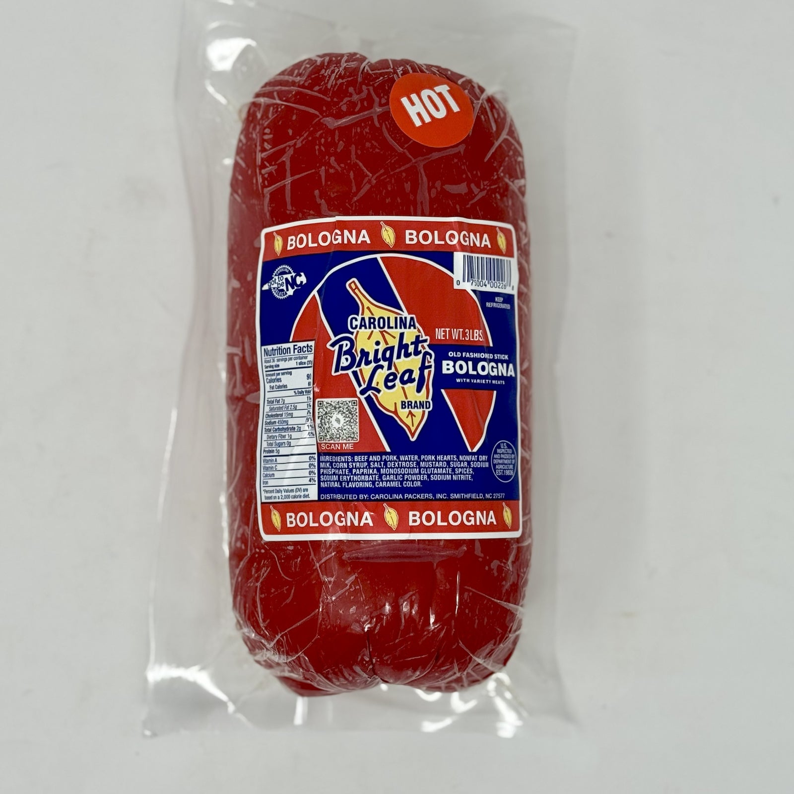 Bright Leaf 3 lb. Stick Bologna (HOT)