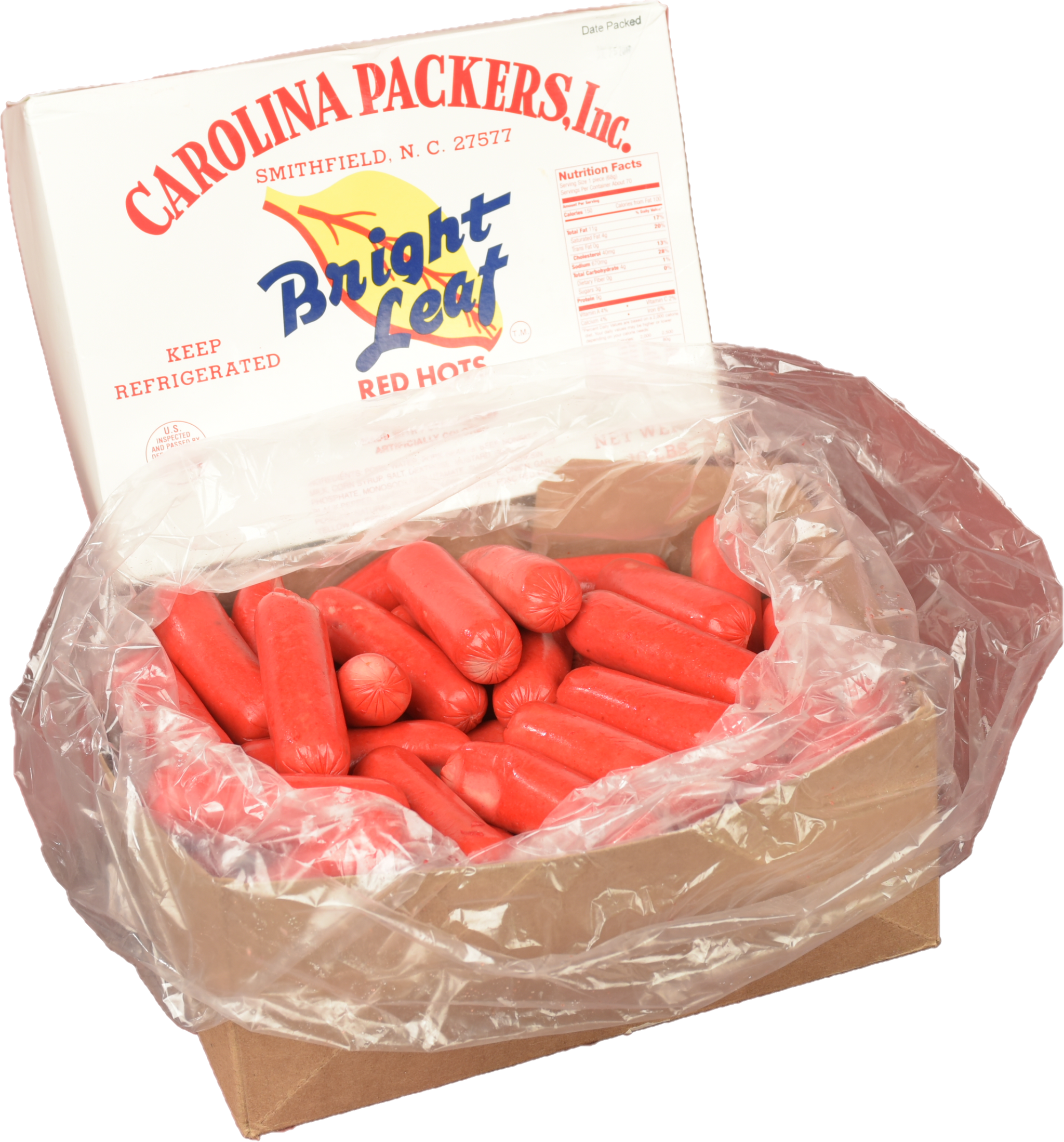 Bright Leaf Franks Bulk 10 LB Box | Carolina Packers Inc - Bright Bright Leaf Franks Bulk 10 LB Box | Carolina Packers Inc - Bright