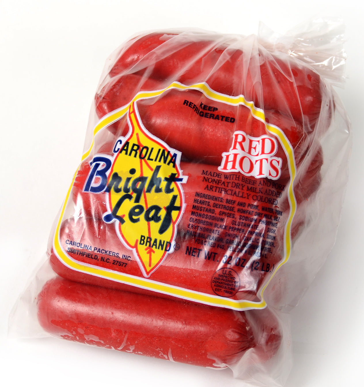 Bright Leaf Red Hots  Carolina Packers Inc - Bright Leaf Hotdogs