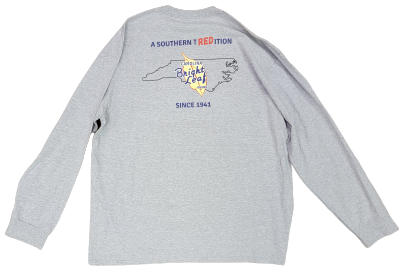 Bright Leaf Red Hot Dog Southern Tradition Long Sleeve Shirt (Gray)